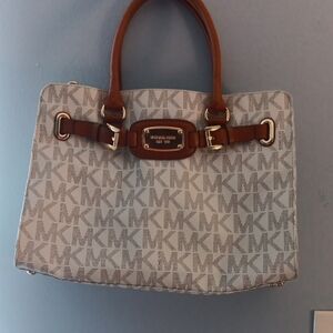 Michael Kors Tan and White Satchel